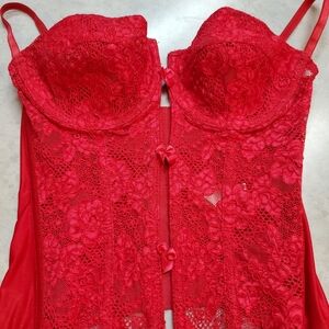 80's 90's Vintage Victoria Secret Red Lace Corset